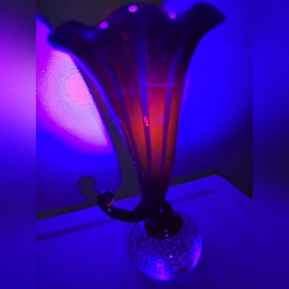 Antique Vintage Pairpoint Ruby Vase Crystal Bubble Ball Cadmium Glow - Picture 5 of 9